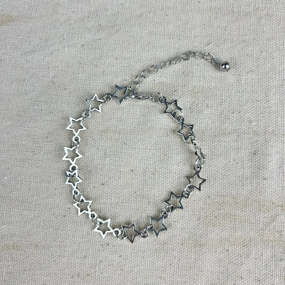 Vintage style stainless steel silver star chain bracelet cyber grunge punk
